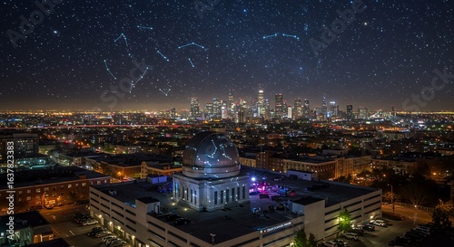 Wallpaper Mural Nighttime Cityscape with Starry Sky and Illuminated Dome Torontodigital.ca
