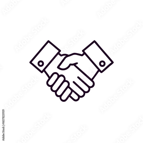 Vector art of handshake symbolizing agreement and partnership, isolated on white background