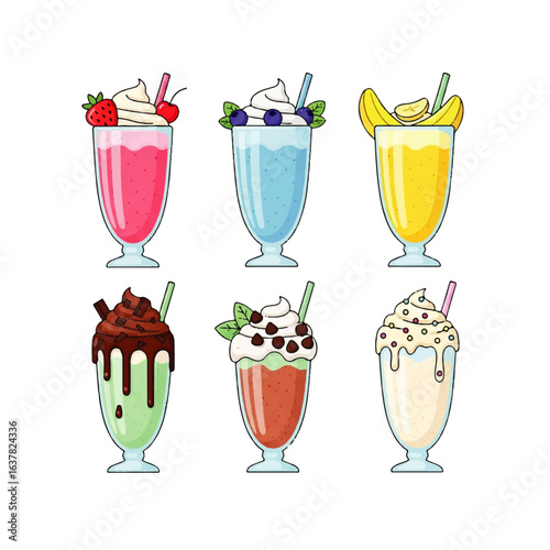 Set of colorful cartoon fast food icons