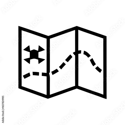 Nautical map with ship route and two cross marks, suitable for treasure hunt concepts, marine navigation or travel planning graphics in clean vector style