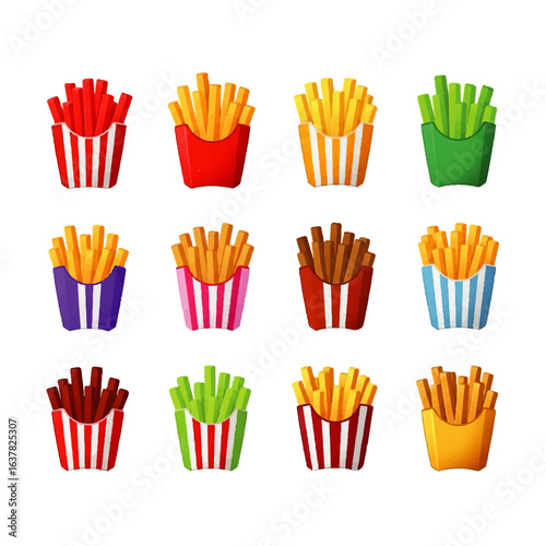 Set of colorful cartoon fast food icons