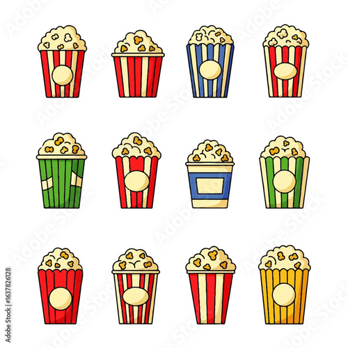 Set of colorful cartoon fast food icons
