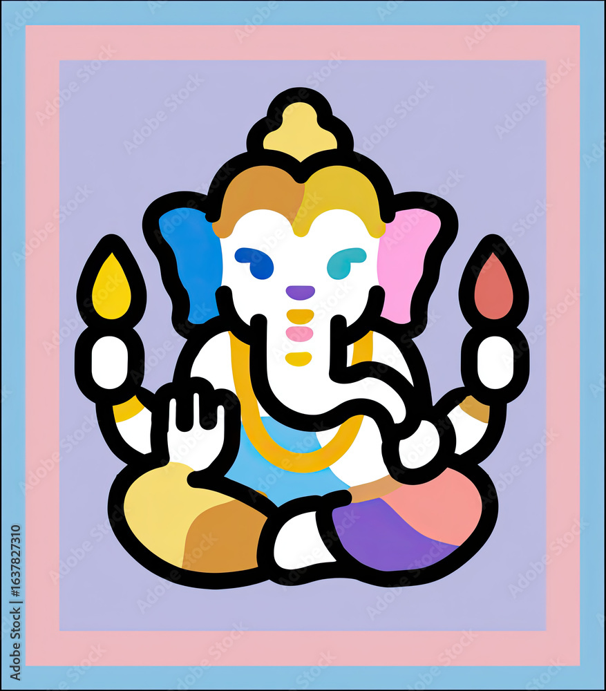 Naklejka premium Coloring Activity Ganesha Coloring Page for Kids Artistic Environment Line Art Design
