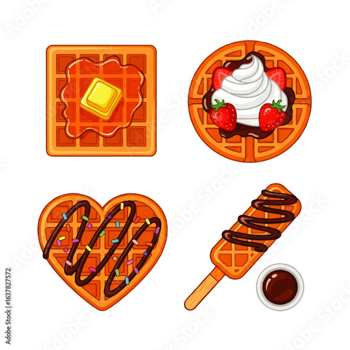 Set of colorful cartoon fast food icons