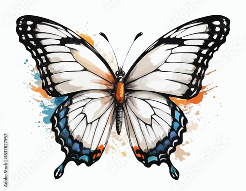Beautiful Colorful Butterfly with white background vector 