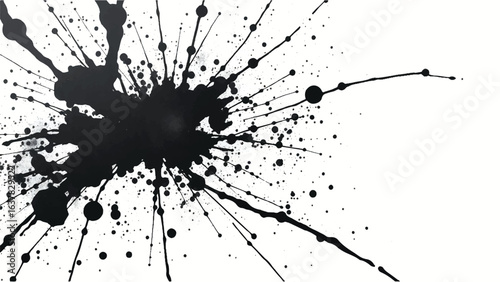 Black Ink Splatter on White Background. Abstract Black Ink Splashes. Ink Splatter Texture.