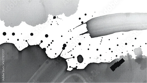 Black Ink Splatter on White Background. Abstract Black Ink Splashes. Ink Splatter Texture.