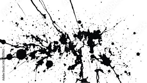 Black Ink Splatter on White Background. Abstract Black Ink Splashes. Ink Splatter Texture.