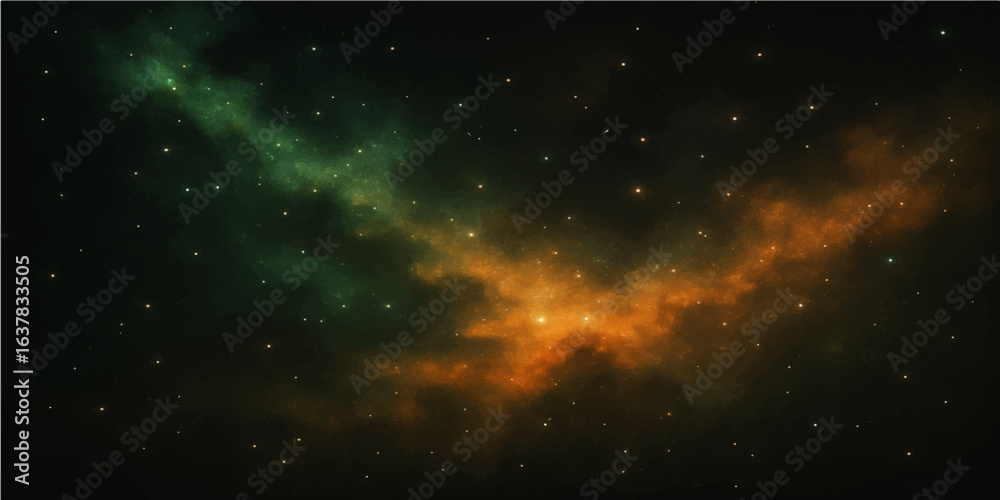 Fototapeta premium Abstract starry space background featuring a bright blue nebula and distant galaxies