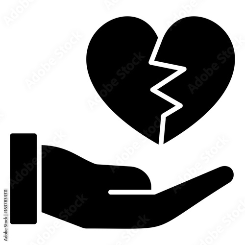 Broken Heart Glyph Icon