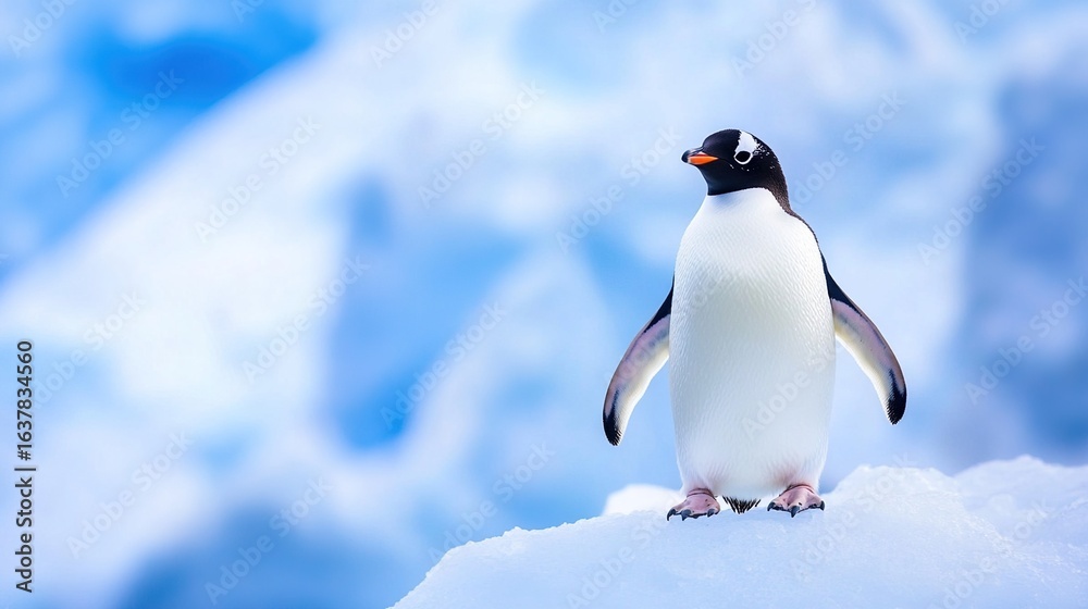 Obraz premium Antarctic Glacier Penguin Close - up, Polar Animal, Icy Environment, Ecological Protection, Natural Landscape