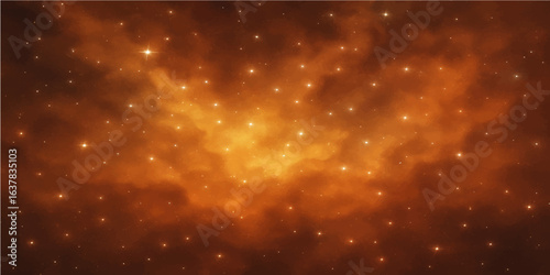 Glow particles of light float in a magical blue night sky