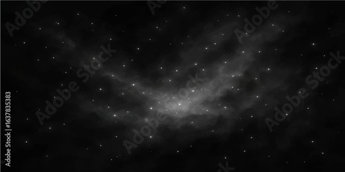 Abstract dark blue cosmos with bright stars and a swirling nebula