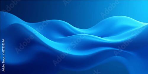 Flowing curves of soft blue silk create a smooth, liquid abstract pattern with a light, satiny texture