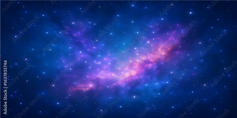 Obraz premium Abstract looping animation of bright starry galaxies in the deep blue cosmos
