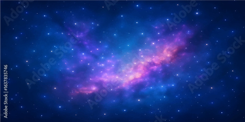 Abstract looping animation of bright starry galaxies in the deep blue cosmos