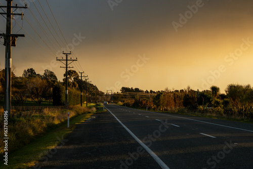 Rural NZ road at golden hour