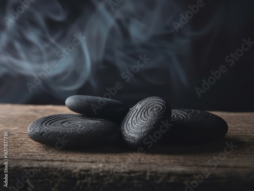 zen stones on black background