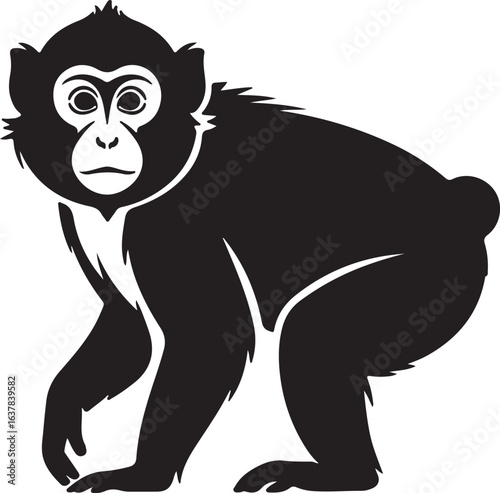 Artistic illustration of a tibetan macaque monkey in a vibrant color palette