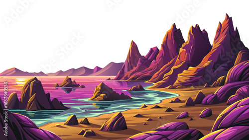 rocky shore overcast day coastal panorama, scenic seascape, travel background, nature background, seaside view, ocean coast, coastline coastal landscape