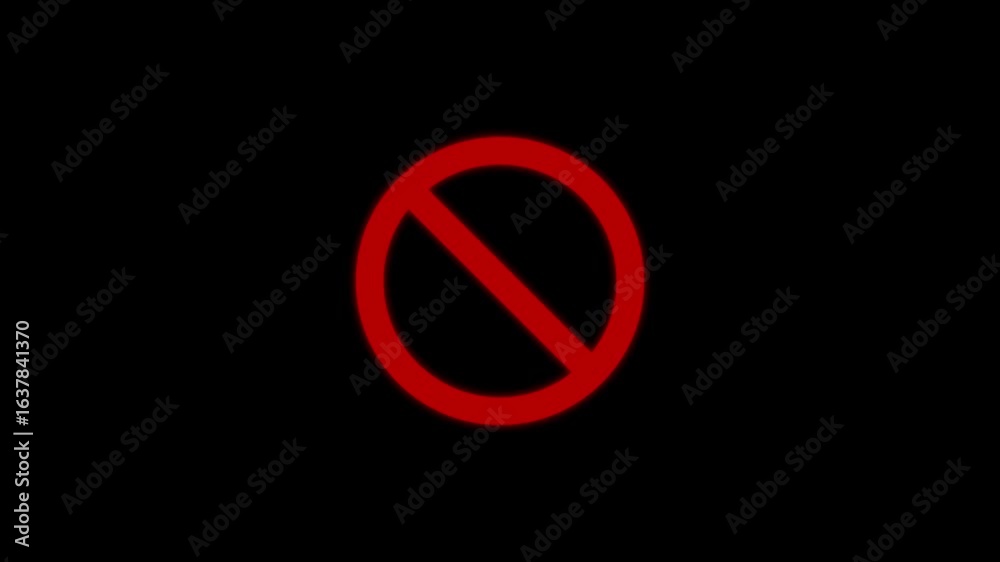 Animated prohibition sign with effect, warning symbol for restriction, caution, and safety visual communication designs. Animated prohibition sign with effect, warning symbol for restriction, caution, and safety visual communication designs.