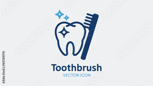 Toothbrush and Sparkling Tooth Icon dental hygiene