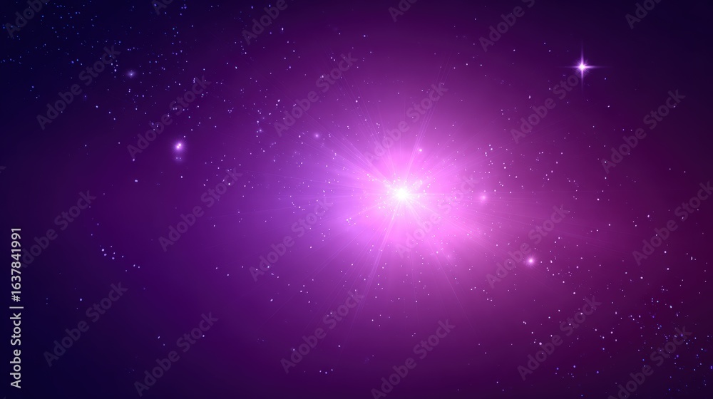Fototapeta premium Vibrant Purple Nebula Galaxy Illustration with Sparkling Stars and Cosmic Dust for Sci-Fi Backgrounds