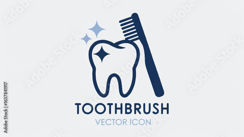 Toothbrush and sparkling tooth vector icon teeth dental