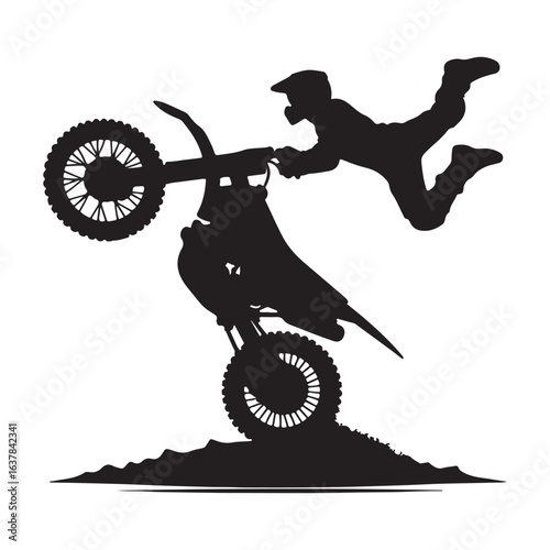 Motocross Dirt Bike Rider Stunt Silhouette