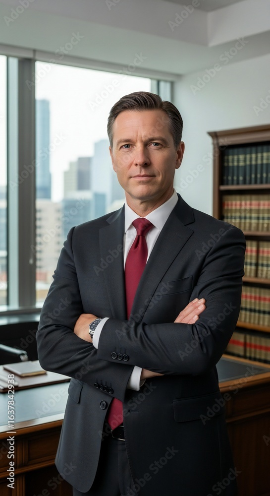 Fototapeta premium Confident Professional Businessman with Arms Crossed in Office