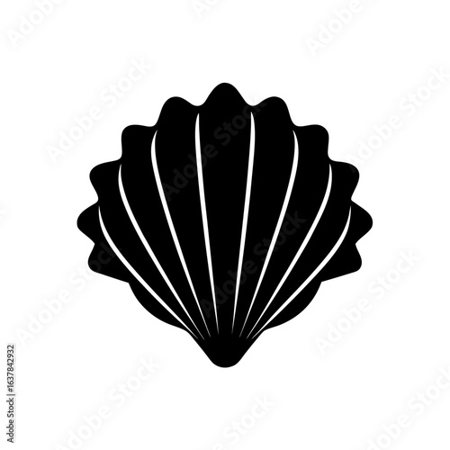 Silhouette of seashell on transparent background