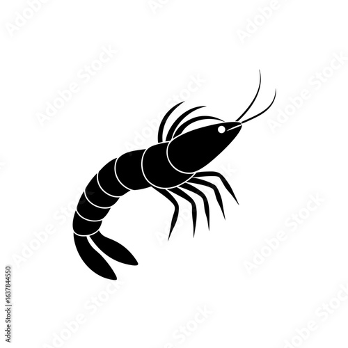 Silhouette of a shrimp on transparent background