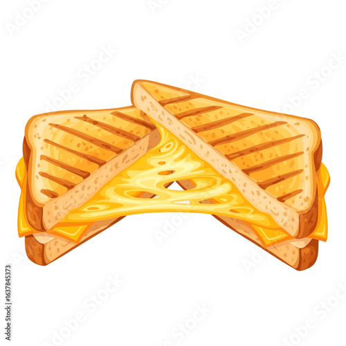 grilled cheese sandwich, melted cheese, cartoon style clip art preview