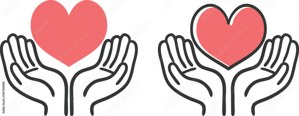 Obraz premium ハートを包み込む手 ベクター 