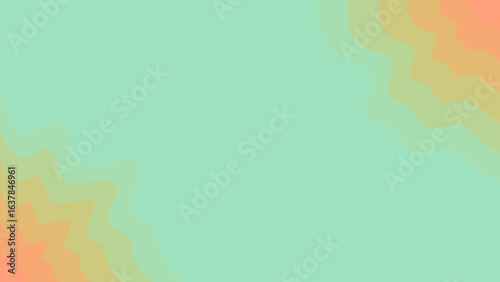 A calming abstract background with gentle wavy patterns, blending soft mint green into warm peach and orange gradients, suitable for modern digital designs.
