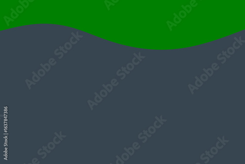 A minimalist abstract design featuring a vibrant green upper section above a deep, dark gray wavy base, creating a serene and modern visual.