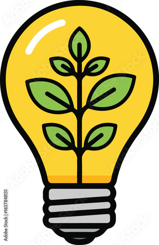 Sustainable energy innovation with a plant in a bulb