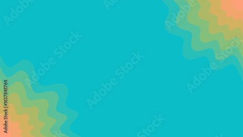 A vibrant abstract background featuring a soothing teal base complemented by gentle wavy patterns in warm orange and green tones, perfect for modern design projects.