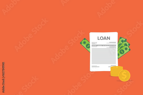Finance management. Loan agreement. Mortgage money credit. Loan disbursement, quick loan service, easy credit.	