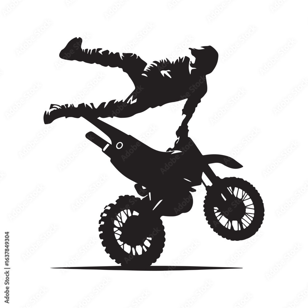 Fototapeta premium Motocross Dirt Bike Rider Stunt Silhouette