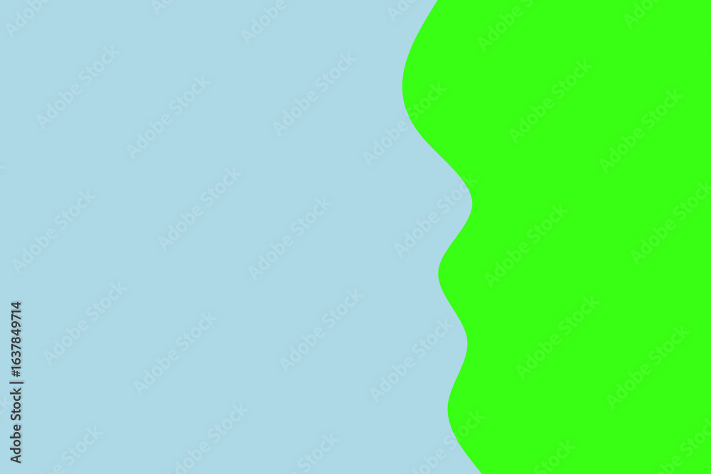An abstract background featuring a vibrant lime green and soft sky blue color block design separated by a gentle, undulating wavy line. An abstract background featuring a vibrant lime green and soft sky blue color block design separated by a gentle, undulating wavy line.