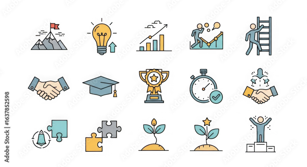 Fototapeta premium Success Icons Achievement Growth