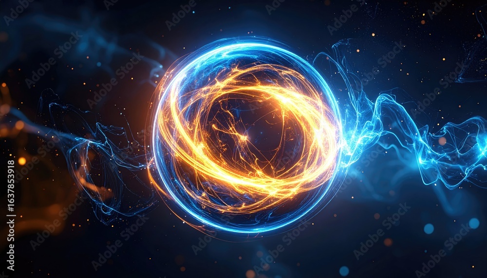 Obraz premium Dynamic Energy Waves with Bright Light and Blue Background