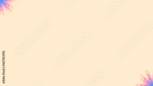 A serene light peach background features delicate, translucent blue and pink floral patterns subtly placed in opposing corners, creating a minimalist and elegant design.