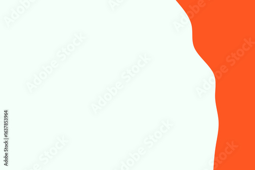 A vibrant orange abstract wavy shape gracefully complements a clean white background, offering ample copy space for modern design projects and digital presentations.