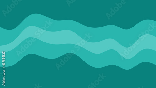 Abstract flowing waves of teal and aqua create a modern and serene background design with gentle movement.