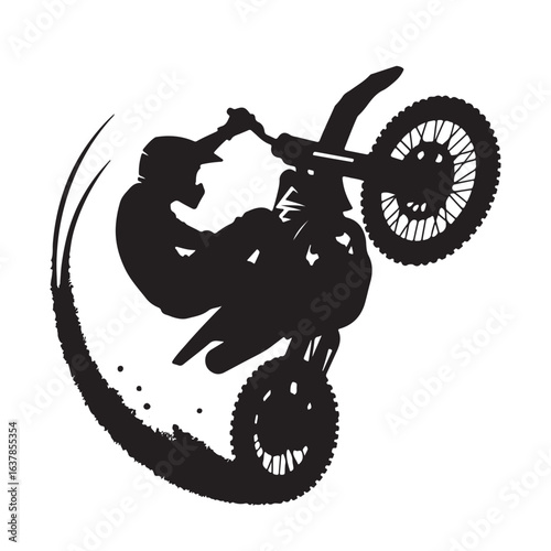 Motocross Dirt Bike Rider Stunt Silhouette