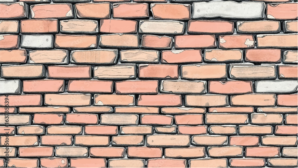Obraz premium Brick Wall Background. Brick Wall Texture. Vector Brick Wall. Vector Illustration. 