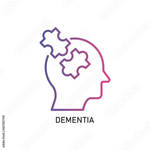 DEMENTIA Outline Illustration,Outline style icon of dementia for mental health, wellness, education, and awareness designs
