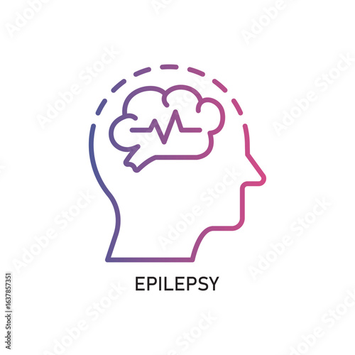 EPILEPSY Outline Illustration,Outline style icon of epilepsy for mental health, wellness, education, and awareness designs